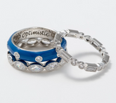 Diamonique Set/ 3 Affirmation Stackable platimum clad SS Rings Size 6